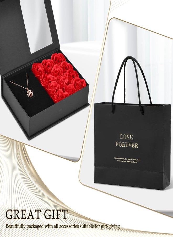 BLOCE Preserved Real Rose with Heart I Love You Necklace, Eternal Flowers Rose Birthday Gifts for Women Mom, Valentines Mothers Day Christmas Anniversary Romantic (Red) - Image 4