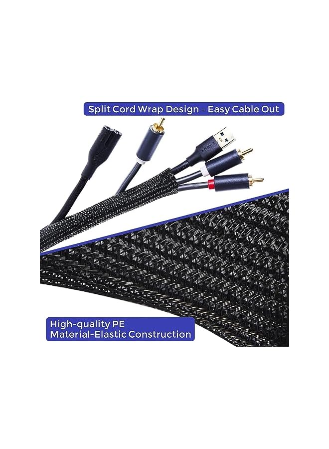 promass REVHQ 6.5ft Black Cable Sleeve, Cable Organizer for Desk PC TV Computer, Wire Protector, Cord Management for Home Office - Image 2