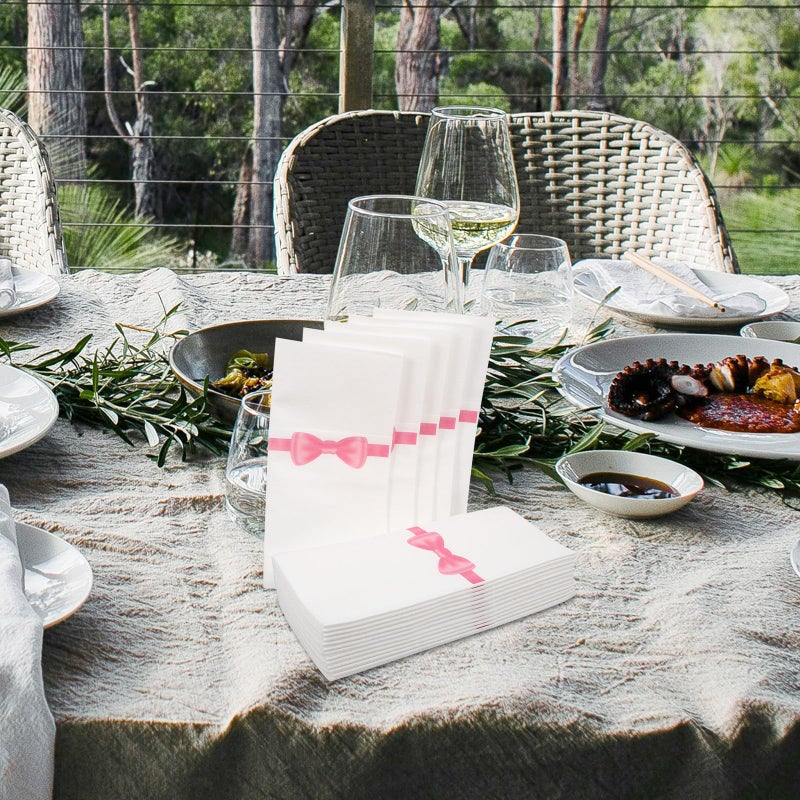 Disposable Pocket Napkins 50pcs 40x40cm Bow Tie Print Cutlery Pocket for Wedding Party - Image 5