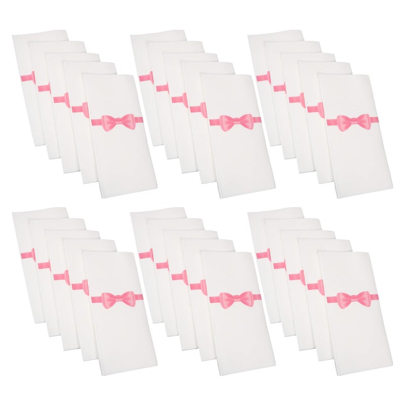Disposable Pocket Napkins 50pcs 40x40cm Bow Tie Print Cutlery Pocket for Wedding Party - Image 2