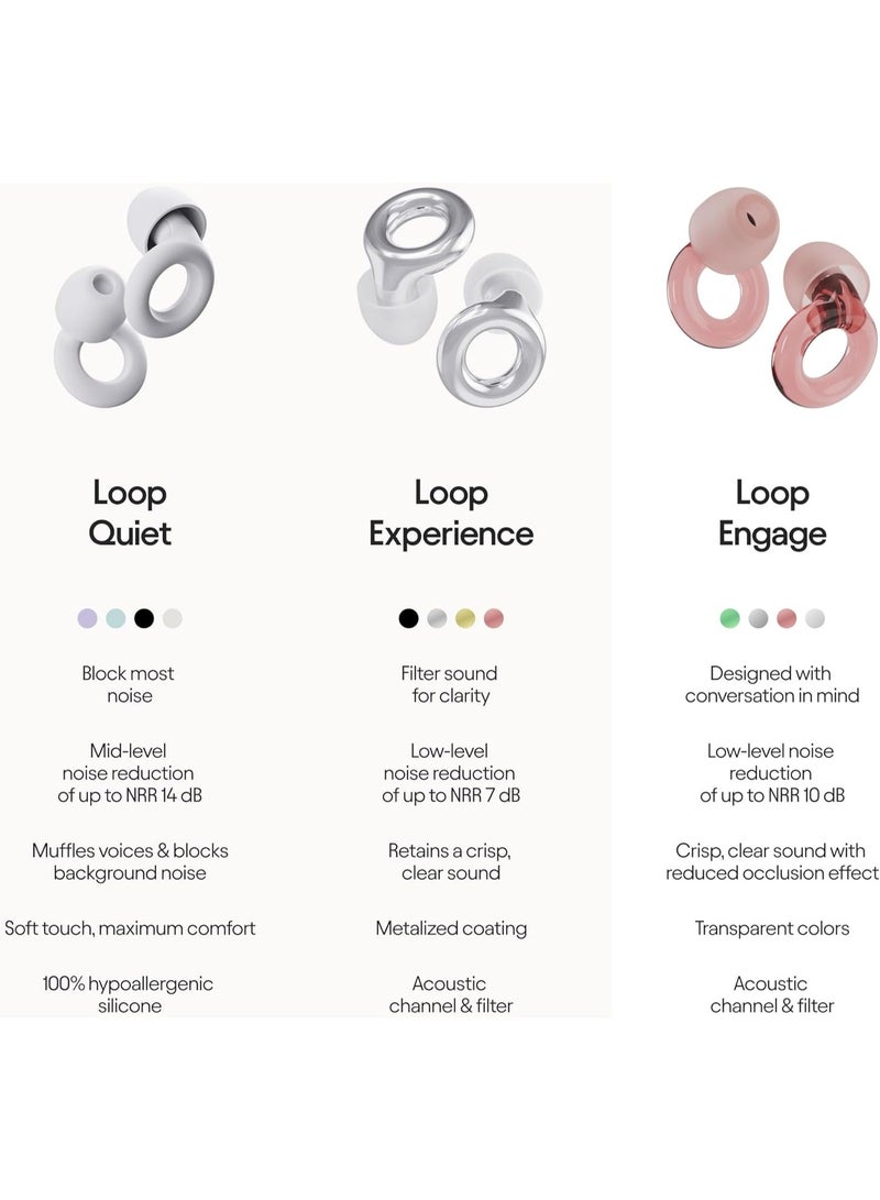 Loop Engage Earplugs for Conversation – Low-level Noise Reduction with Clear Speech – Social Gatherings, Noise Sensitivity & Parenting – 8 Ear Tips in XS/S/M/L - SNR 16 dB coverage - Rose - Image 3