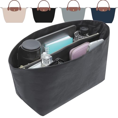 Doxo Purse Insert Organizer Compatible with Long Champ S Handbags & More, Super Lightweight Waterproof Longchamp Small Organizer Insert, Keeps Handbags Shaped&Neat(Black, S) - Image 1