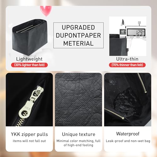 Doxo Purse Insert Organizer Compatible with Long Champ S Handbags & More, Super Lightweight Waterproof Longchamp Small Organizer Insert, Keeps Handbags Shaped&Neat(Black, S) - Image 4