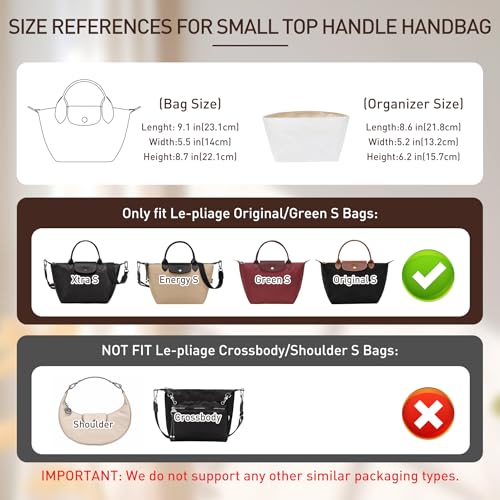 Doxo Purse Insert Organizer Compatible with Long Champ S Handbags & More, Super Lightweight Waterproof Longchamp Small Organizer Insert, Keeps Handbags Shaped&Neat(Black, S) - Image 2