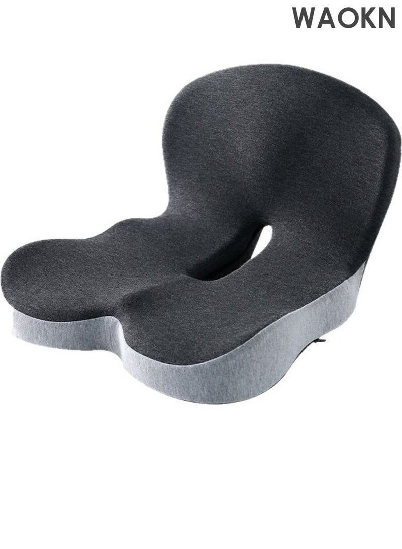 دبليو أيه أو كي أن وسادة المقعد ووسادة الدعم القطني ، تقليل ضغط العظام الخلفية ، تخفيف الألم ، وسادة كرسي المكتب الرغوة الذاكرة الخلفية ، وسادة المقعد مع غطاء قابل للغسيل ، وسادة الدعم الخلفي ، مناسبة لكراسي المكتب وكراسي الألعاب والكراسي المتحركة ومقاعد السيارات - Image 1