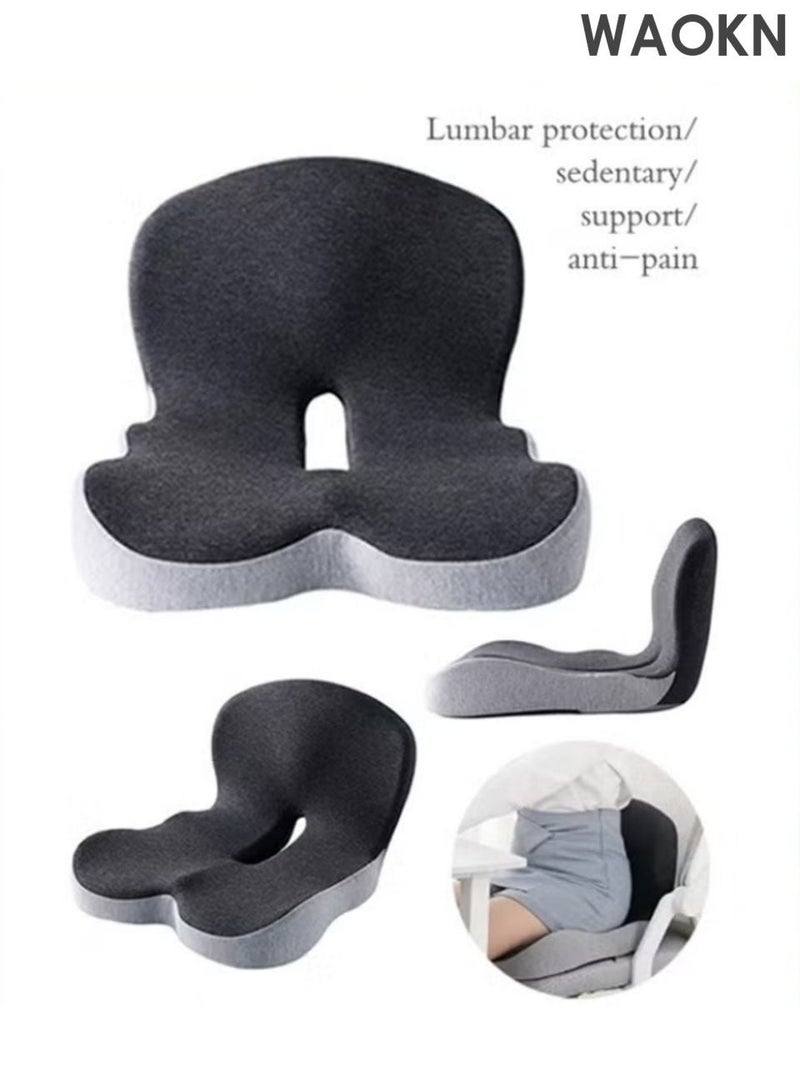 دبليو أيه أو كي أن وسادة المقعد ووسادة الدعم القطني ، تقليل ضغط العظام الخلفية ، تخفيف الألم ، وسادة كرسي المكتب الرغوة الذاكرة الخلفية ، وسادة المقعد مع غطاء قابل للغسيل ، وسادة الدعم الخلفي ، مناسبة لكراسي المكتب وكراسي الألعاب والكراسي المتحركة ومقاعد السيارات - Image 2