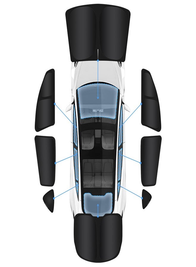 Epltion 8PC Tesla New Model Y Juniper 2025-2026 Window Privacy Sunshade,2 in1 Ice Crystal Car Reflective Visor for Tesla Model Y Juniper All Window Front Windshield Side Window Accessories Outdoor Camping - Image 1