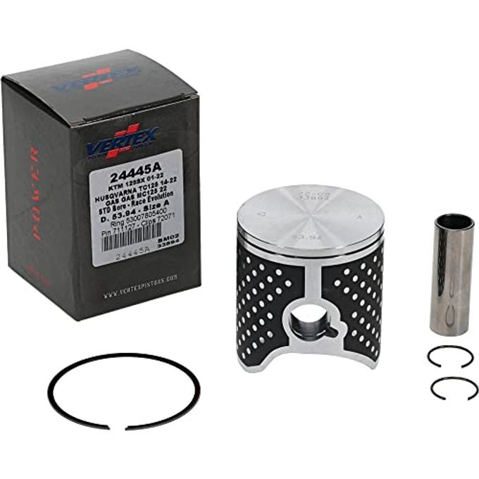 VERTEX 24445A Cast Race Piston Kit Compatible With/Replacement For KTM 125 SX 2001-2022, Gas MC 125 2021-2022, Husqvarna TC 125 2014-2022 54 mm Cylinder Diameter, 53.940mm Piston Diameter - Image 1