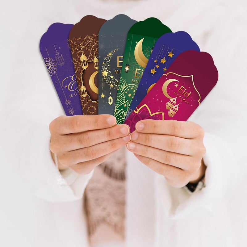Colodeol 12 Pieces Eid Mubarak Money Envelopes Gift Card Holders Ramadan Eidi Envelope for Cash Eid al-Fitr and Eid al-Adha Greetings Supplies for Kids Men Women - Image 4
