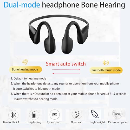 FANSAISI Bone Conduction Hearing Headphones Bluetooth Open Ear Listening Headsets Earphones with Sound Collector for Conversations 15H Long Working time for Daily Use - Image 3