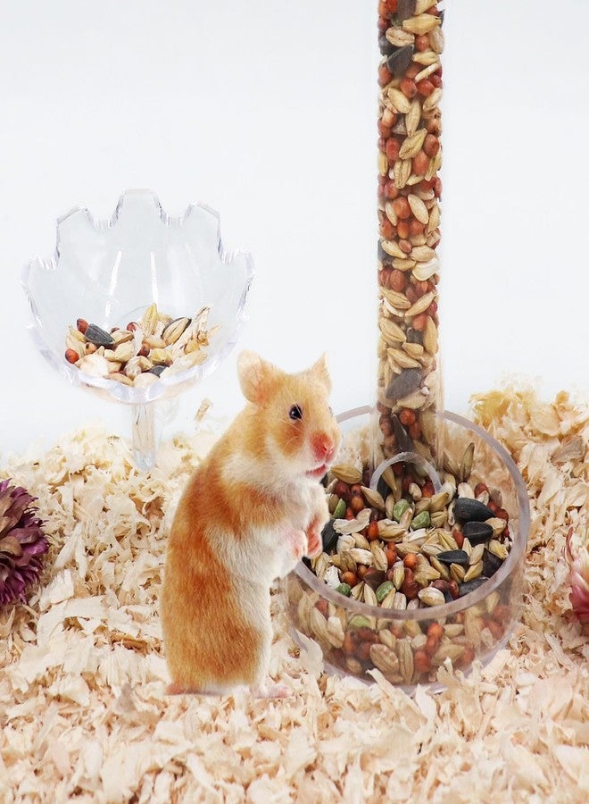 Oooct Hamsters Feeder, Transparent Acrylic Feeder Tube and Feeding Dish Set with Suction Cup, Small Animals Food Gravity Auto Dispensers, Suitable for Hamster Rat Guinea Pig Bird Parrot Lizard Hedgehog - Image 1