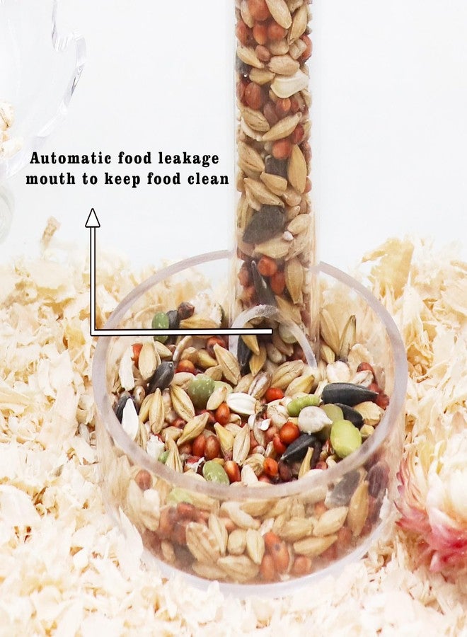 Oooct Hamsters Feeder, Transparent Acrylic Feeder Tube and Feeding Dish Set with Suction Cup, Small Animals Food Gravity Auto Dispensers, Suitable for Hamster Rat Guinea Pig Bird Parrot Lizard Hedgehog - Image 3