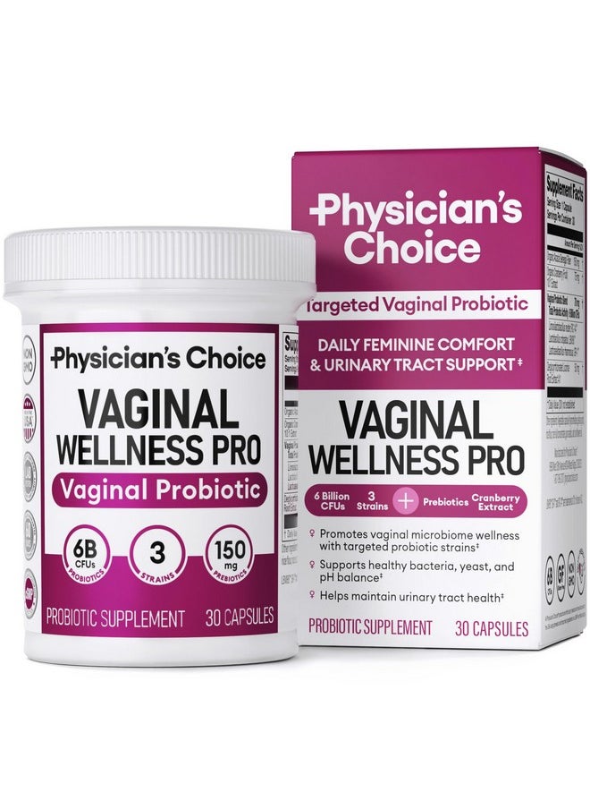 Physician's CHOICE - Physician's CHOICE Vaginal Probiotics for Women - Unique with Licorice Root - PH Balance, Odor Control, Yeast, Vaginal Microbiome & Feminine Health - 6B CFU - Organic Prebiotic, Cranberry - 30 CT - Image 1