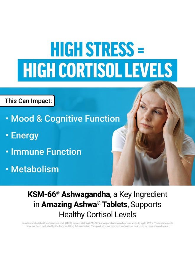 Force Factor Amazing Ashwa, KSM-66 Ashwagandha Supplement for Stress Relief, Focus, Memory, Immune Support, With Vitamins, Minerals & Antioxidants, Cortisol Supplements for Women, 360 Tablets (3-Pack) - Image 3