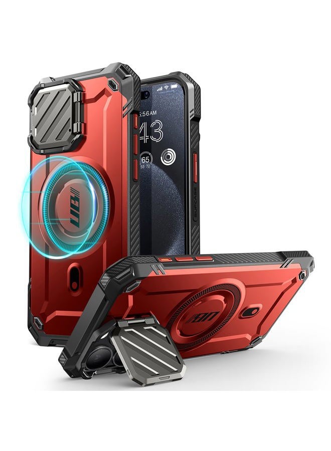 SupCase UB Mag XT for iPhone 15 Pro Max Case with Camera Cover, [Compatible with MagSafe] Full Body Rugged Case with Built-in Kickstand - Ruddy - Image 1