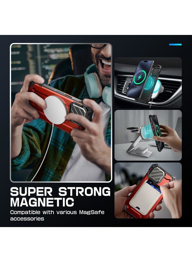 SupCase UB Mag XT for iPhone 15 Pro Max Case with Camera Cover, [Compatible with MagSafe] Full Body Rugged Case with Built-in Kickstand - Ruddy - Image 5