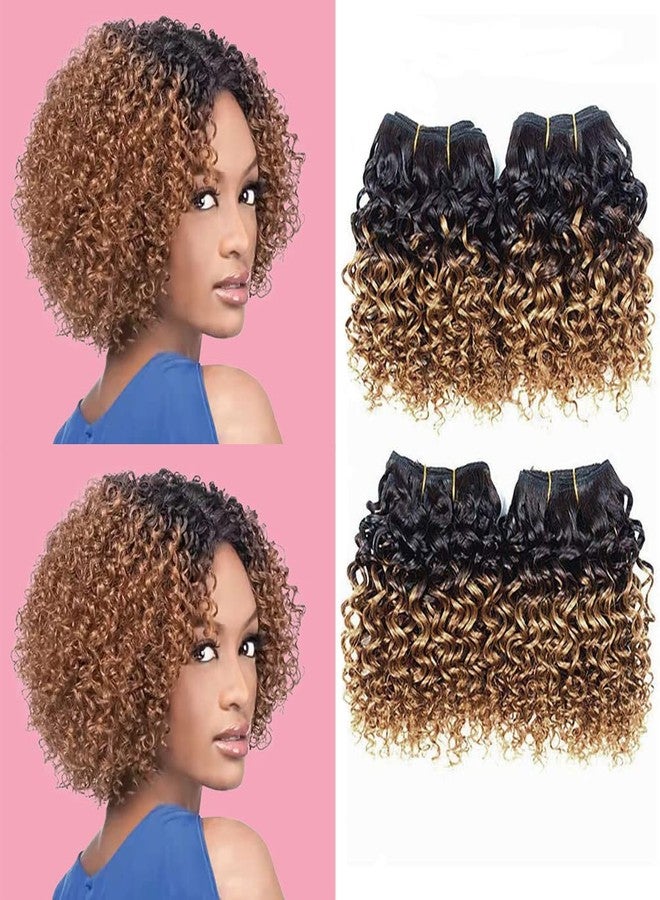 Jinhongze Kinky Curly Bundles Human Hair 8 inch Curly Human hair 4 Bundles 1B/30# Afro weave bundles Brazilian Virgin Human Hair 50 Gram/Bundle (8 8 8 8, 1B 30#) - Image 1