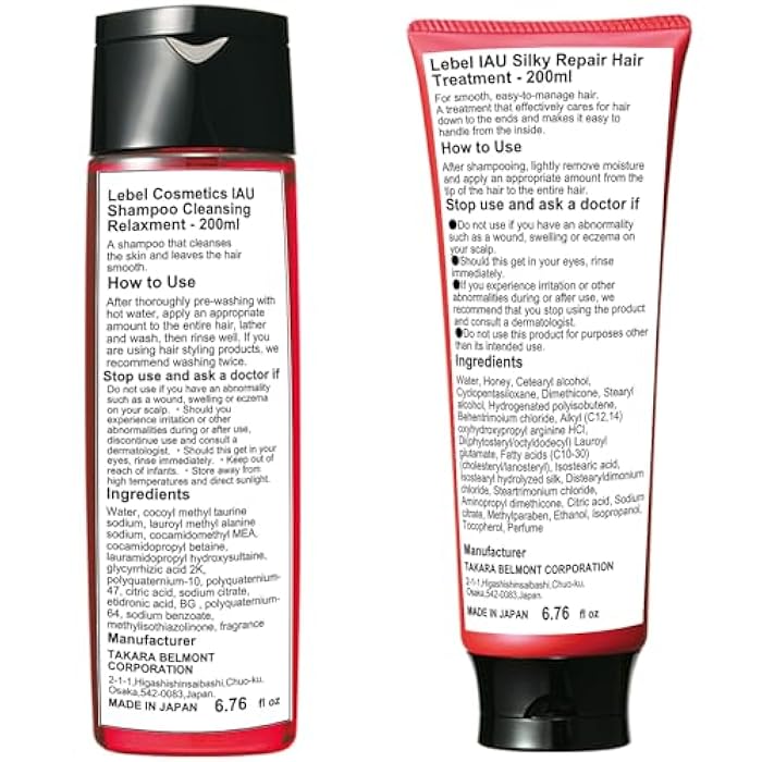 Lebel IAU Cleansing Relaxment Hair Shampoo 200ml & Lebel IAU Silky Repair Hair Treatment 200ml Set - Image 4
