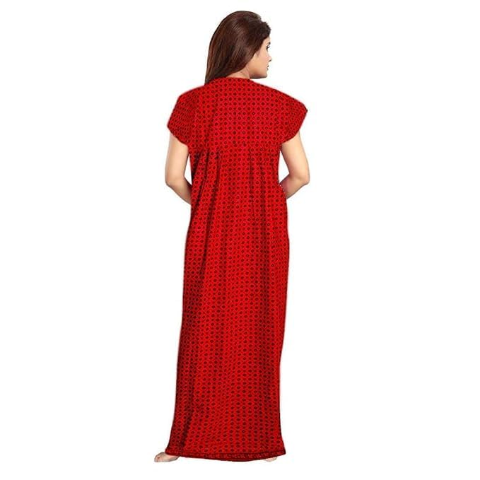 Vlazom Women's Cotton Nightgown – Pack of 4 Printed Maxi Nighties | Ankle Length Night Dress | Free Size Sleepwear (Option-2, Free Size) - Image 4