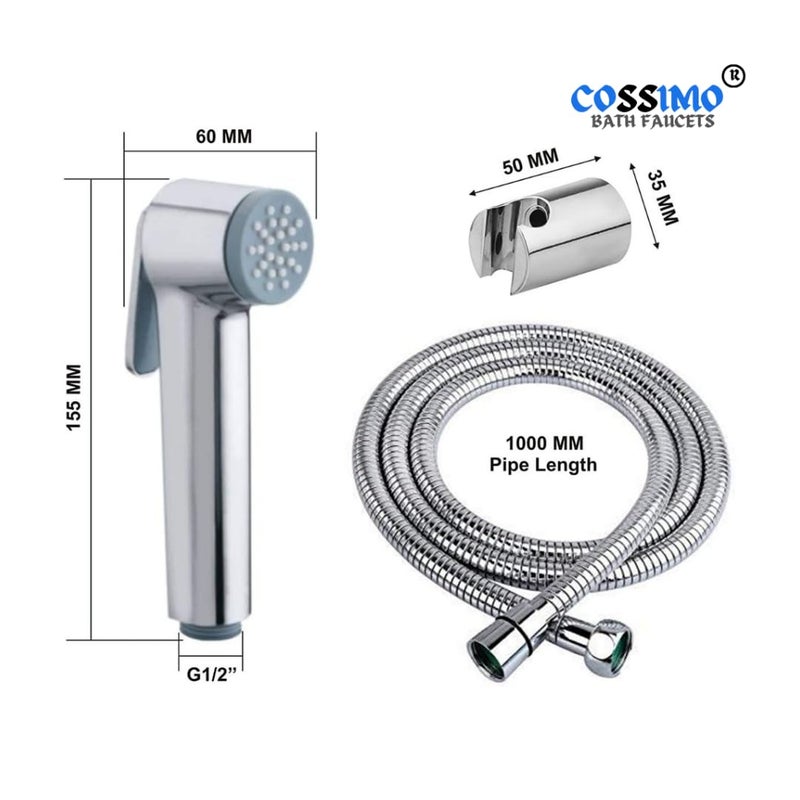 Cossimo COSSIMO Grohe Chrome Finish Health Faucet with 10 Meter SS304 Hose Pipe and ABS Hook Pack of 1 HFT02 - Image 2