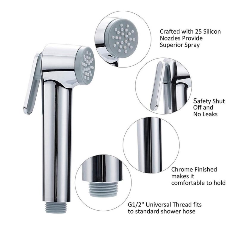 Cossimo COSSIMO Grohe Chrome Finish Health Faucet with 10 Meter SS304 Hose Pipe and ABS Hook Pack of 1 HFT02 - Image 4