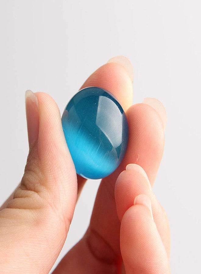 Acxico 1 Pcs Blue Cat's Eye Opal Natural Quartz Crystal Treatment Stone Spherical Ball 20mm Decor + Spherical Bracket - Image 4