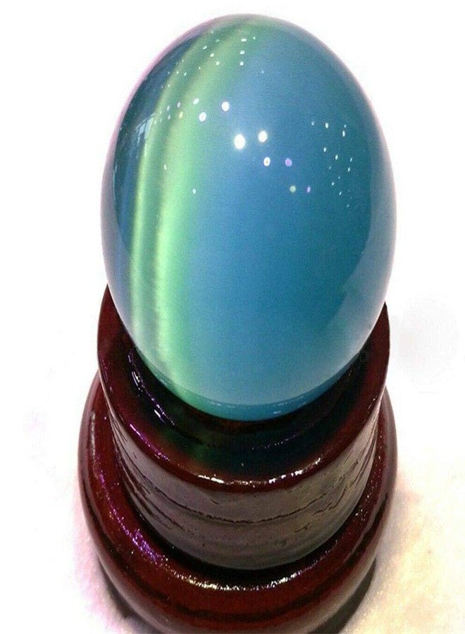 Acxico 1 Pcs Blue Cat's Eye Opal Natural Quartz Crystal Treatment Stone Spherical Ball 20mm Decor + Spherical Bracket - Image 2