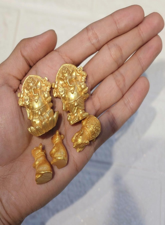 ARUNA DECOR Miniature Ganesha with Mushak Set of 5 – Resin Ganpati Figurines for Miniature Garden, Dollhouse Decor, Terrarium Accessories, Festive Gifting & Home Decoration - Image 2