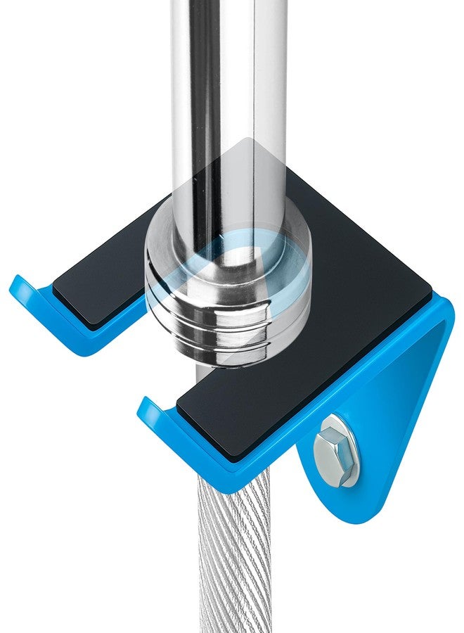 ironvib Olympic Barbell Hanger Wall Mount - Heavy Duty 5mm Steel Bar Holder for 35mm Olympic Standard Bars, 160lb Capacity - Vertical & Horizontal Barbell Storage Rack with Rubber Pads - Fits Garage Gym, Home Gym blue - Image 1
