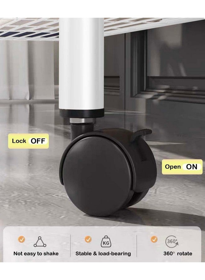 Lukzer حامل الملابس المعدني المتعدد الاستخدامات لوكزر MGR-008 بعمود واحد مع عجلات ورفين سفليين - حامل ملابس قابل للتحريك ومنظم تخزين لغرفة النوم، الممر (34 × 120 × 173 سم، أبيض) - Image 4