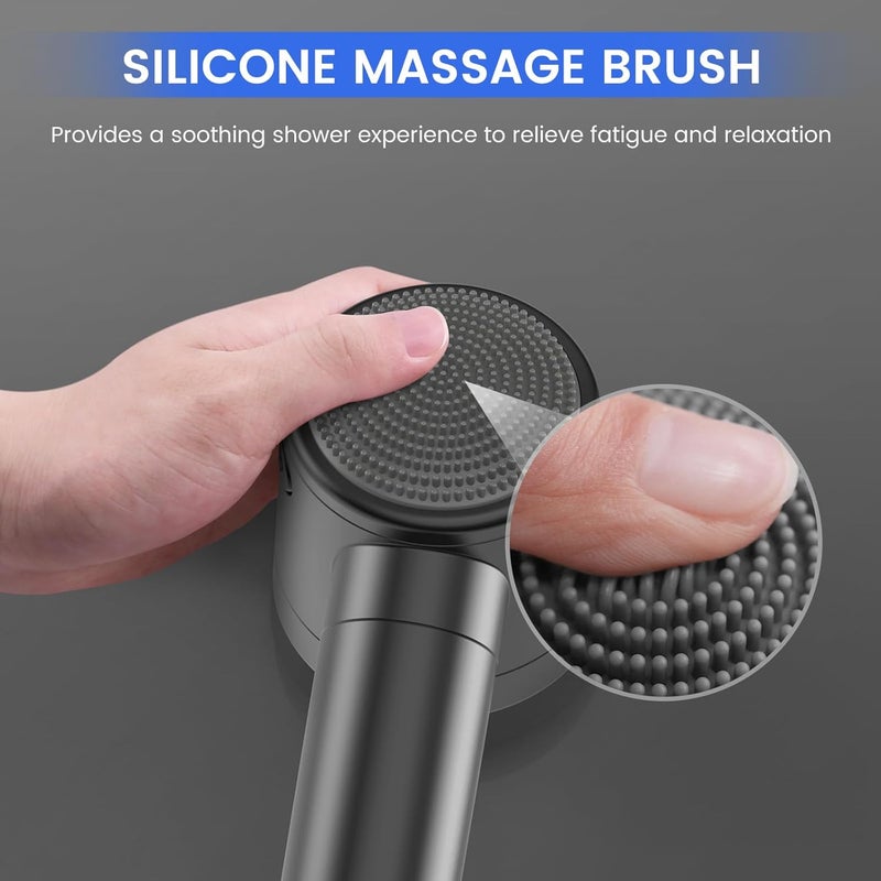 FEELSO Hard Water Filter Shower Head High Pressure with 1.5m Hose Silver | 3+1 Spray Jet Modes Handheld Massage Shower Head with 15 Stage Filter for Residual Chlorine Remove & Reduce Dry Itchy Skin - Image 5