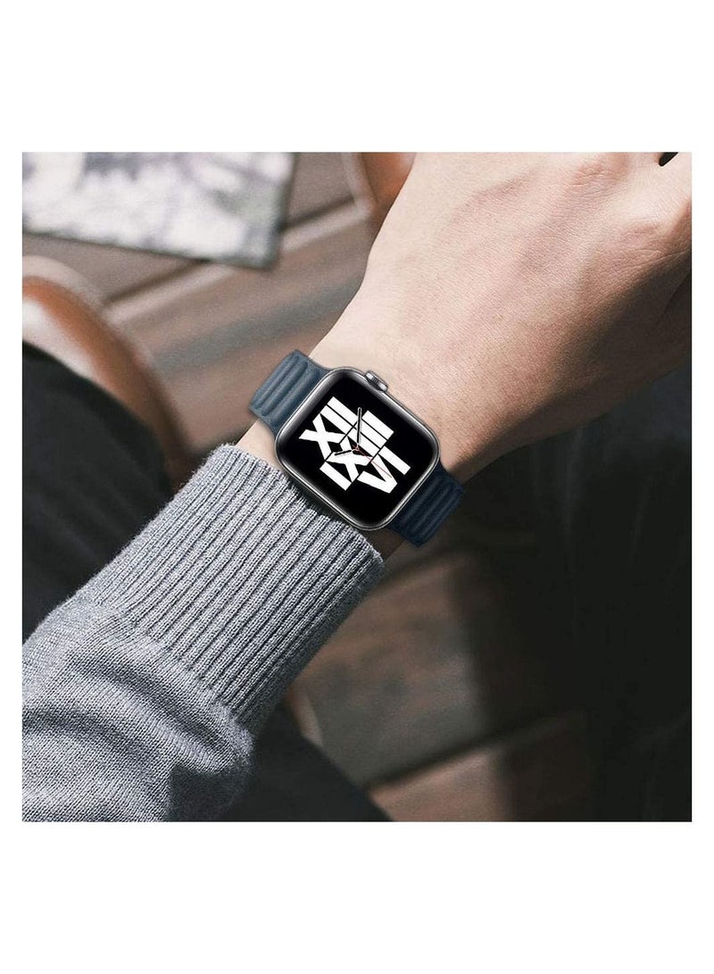 Durable Magnetic Genuine Leather Strap Compatible for Watch Band Size 38mm 40mm 41mm Compatible with Apple Watch Series 8 7 6 5 4 SE 3 2 1 - Image 4