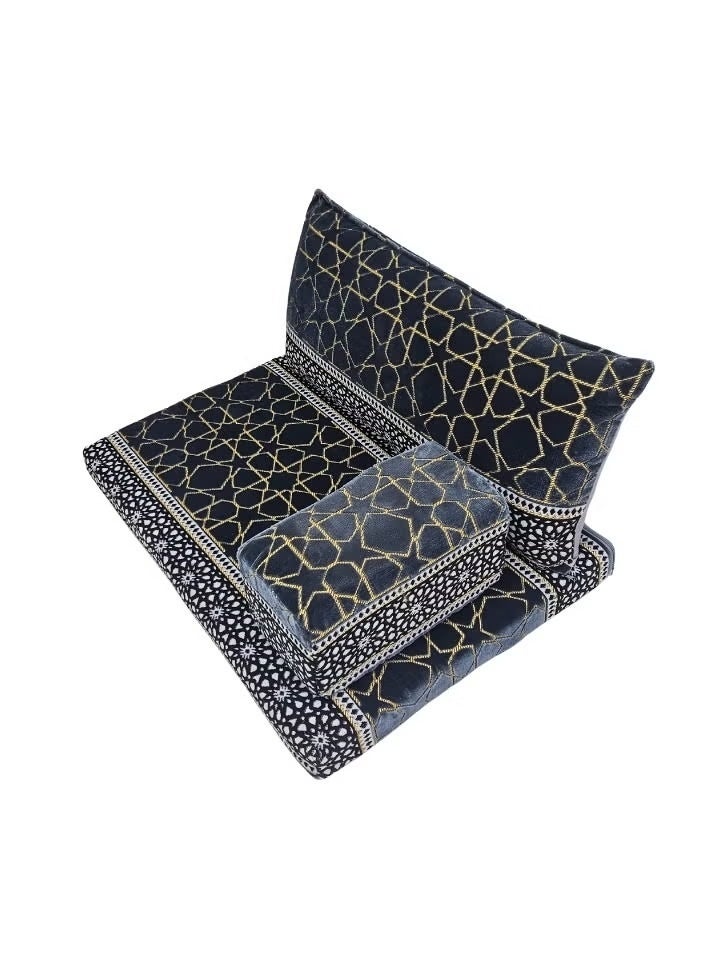 UNIKSAR Luxury 4-in-1 Arabic Majlis Floor Seating Set – Traditional Najdi Design – Soft Velvet Fabric – Indoor/Outdoor Floor Sofa Set – Mattress + Backrest + Armrest + Pillow - Image 2