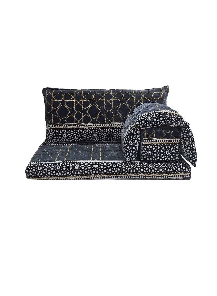 UNIKSAR Luxury 4-in-1 Arabic Majlis Floor Seating Set – Traditional Najdi Design – Soft Velvet Fabric – Indoor/Outdoor Floor Sofa Set – Mattress + Backrest + Armrest + Pillow - Image 1