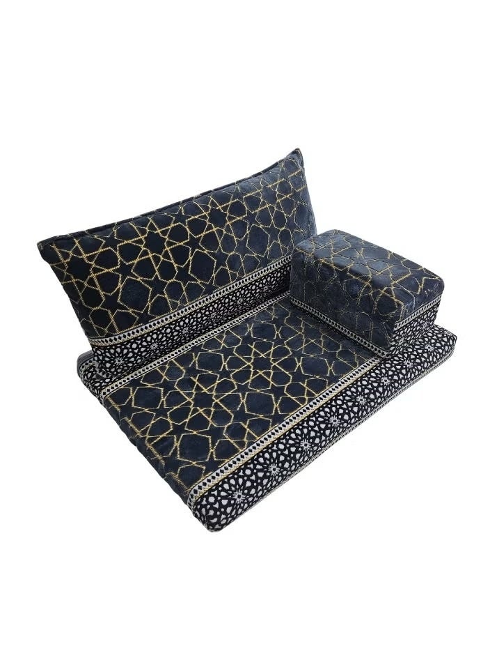 UNIKSAR Luxury 4-in-1 Arabic Majlis Floor Seating Set – Traditional Najdi Design – Soft Velvet Fabric – Indoor/Outdoor Floor Sofa Set – Mattress + Backrest + Armrest + Pillow - Image 4
