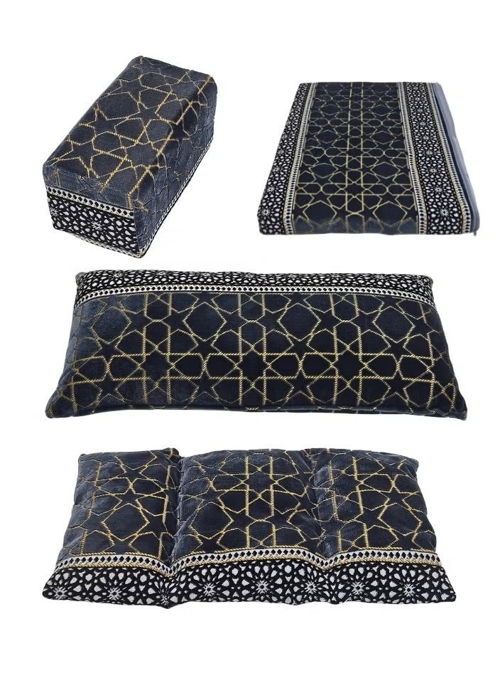 UNIKSAR Luxury 4-in-1 Arabic Majlis Floor Seating Set – Traditional Najdi Design – Soft Velvet Fabric – Indoor/Outdoor Floor Sofa Set – Mattress + Backrest + Armrest + Pillow - Image 5