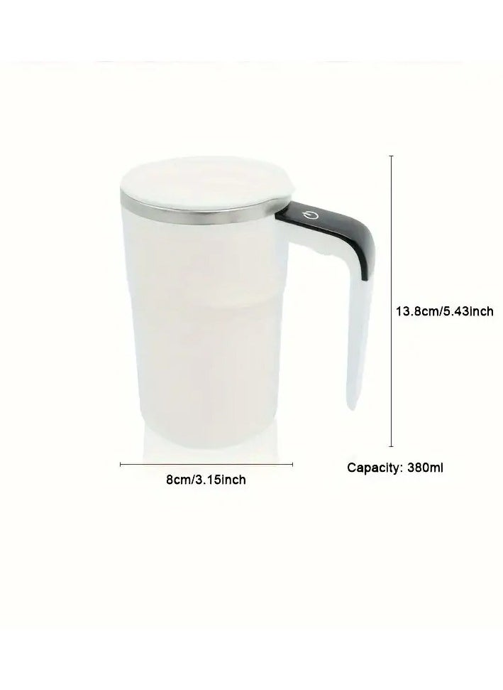 ELLEGLAM - Electric Magnetic Self Stirring Coffee Mug with Lid, Automatic Magnetic Stirring Cup with Digital Display, Rechargeable Self-Mixing Coffee Mug for Coffee, Tea, Hot Chocolate (White) - Image 1
