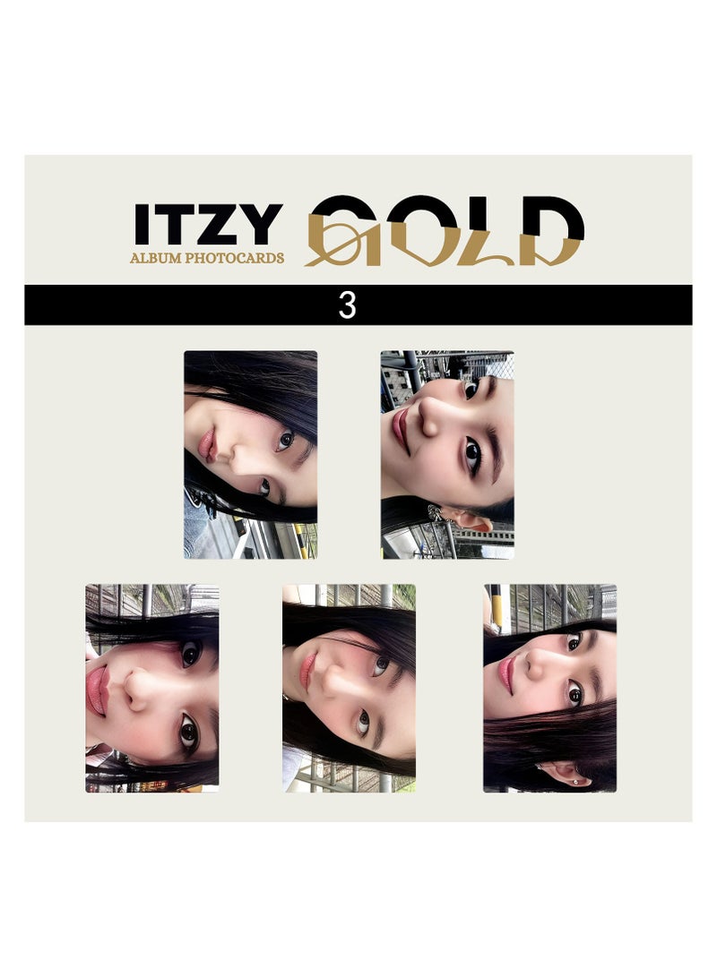 NIBEMINENT 5 Pcs Kpop ITZY GOLD Lomo Cards Card For Fans Collection Gifts