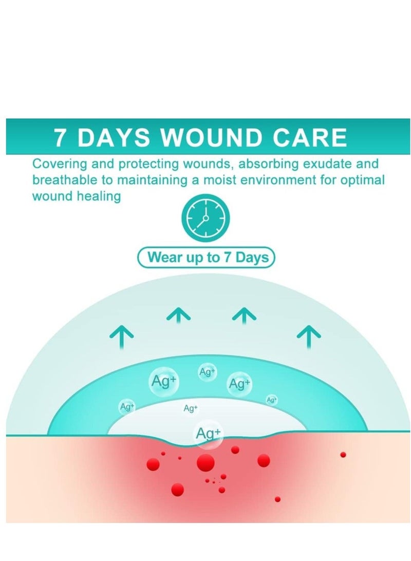 Generic Ag Silver Sacrum Foam Wound Dressing Bandages Silicone Adhesive Border 7"x7" Waterproof Sacral Pads Absorbent Breathable Bed Sore Pressure Dressing - Image 3