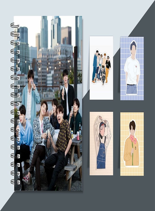 MACRO HEARTBEAT BANGTAN BOYS GIFT SET (DIARY + SET OF 4 MAGNETIC BOOKMARKS) | UBER COOL BTS MERCH FOR BTS LOVERS (BLUE CHEERS & POSE (MOST SPARKLY)) - Image 1