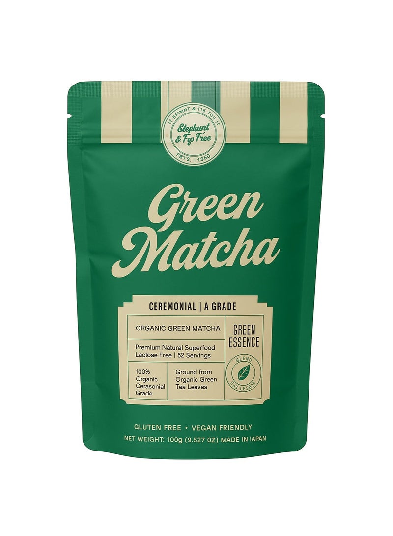 Elephant & Fig Tree Organic Ceremonial Grade Matcha 100g | Authentic Japanese Matcha Green Tea | Premium Antioxidant Superfood | Elephant & Fig Tree - Image 1