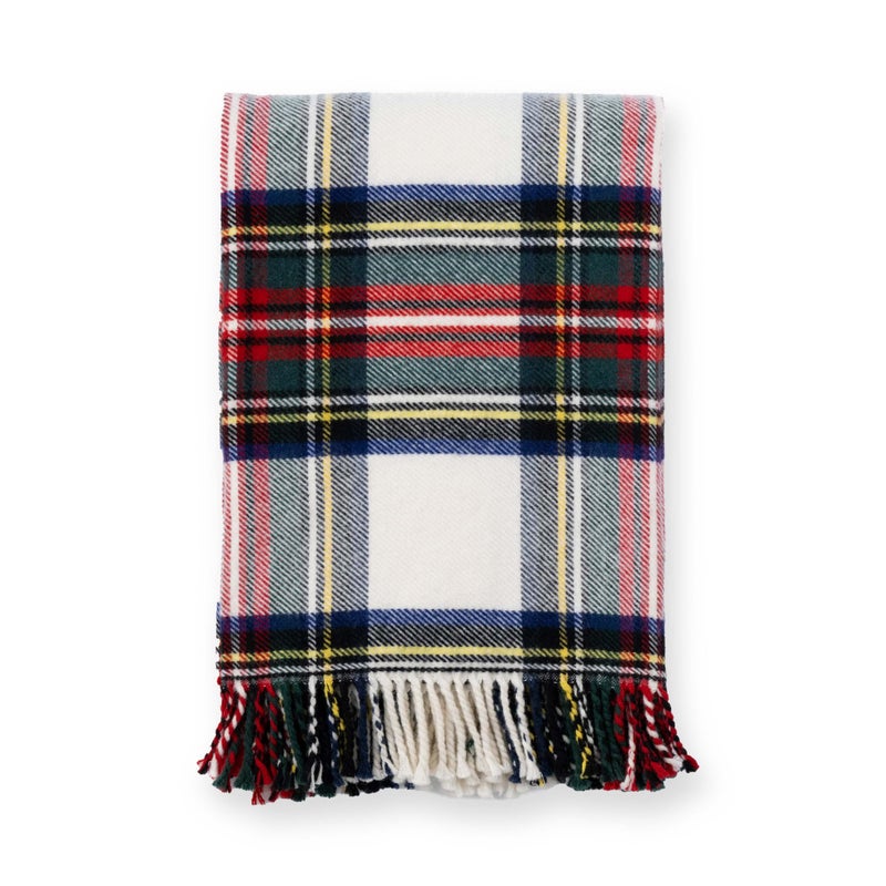 Hofdeco Premium Classic Holiday Decorative Throw Blanket 50x70 Heavyweight 100 Ultra Fine Merino Wool Navy Red Beige Woven Royal Stewart Tartan Plaid - Image 2