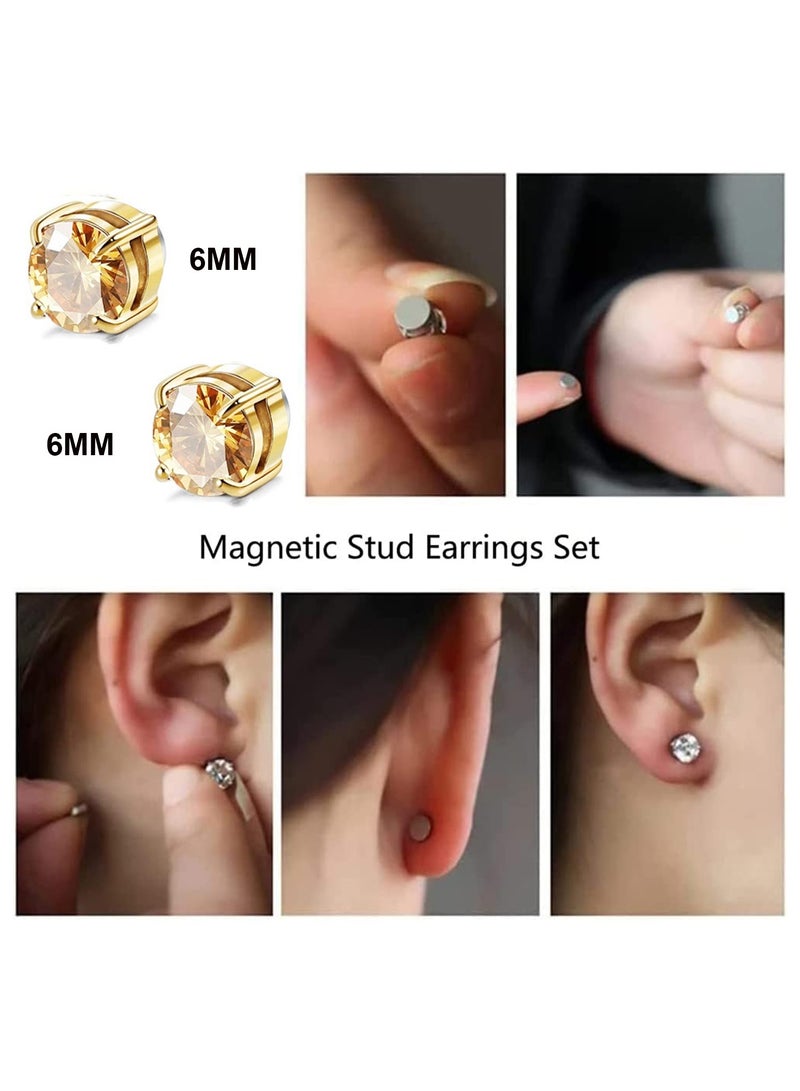 SOLARAE 4 Pairs Magnetic Earrings for Women, Magnetic Slimming Earrings for Women, Non Piercing Stud Earrings Ear Ornament Set for Unisex 6MM - Image 4