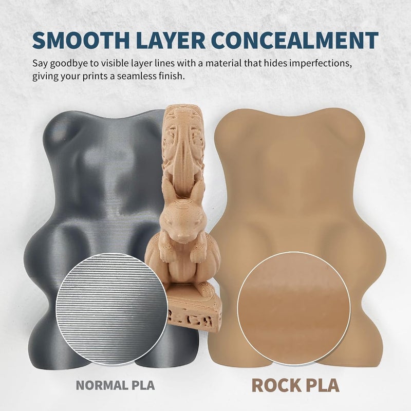 OVERTURE Rock PLA Filament 1.75mm, Wood PLA 3D Printer Filament 1kg Spool (2.2lbs), Dimensional Accuracy +/- 0.02 mm, Fit Most FDM Printer (White Oak) - Image 4