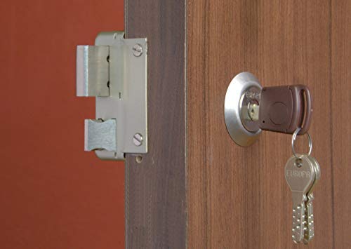 Europa 8010NS Brass Night Latch Door Lock | Inside Opening | 14-Pin Dimple Key Technology | Nickel Silk Finish | Strong Dead Bolt & Latch Mechanism | High-Security Main Door Lock - Image 2
