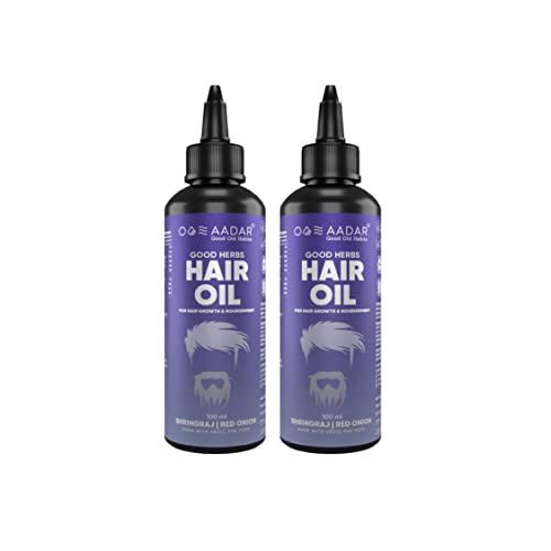 AADAR GOOD HERBS Hair Oil | Ayurvedic Hair Fall and Damage Control | Supports Hair Grows | Red Onion, Bhringraj, Hibiscus, Virgin Coconut | 100ml (Pack of 2) - Image 1