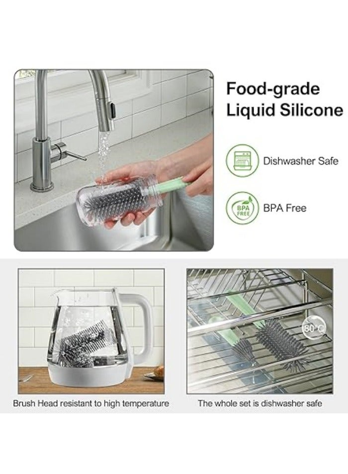 Bottle Brush Set -Baby Travel Essential-6 in 1 Bottle Cleaner Kit with Silicone Bottle Brush,Nipple Cleaner Brush,Straw Brush,Soap Dispenser,Storage Box,Bottle Drying Rack for Home and Travel - Image 2