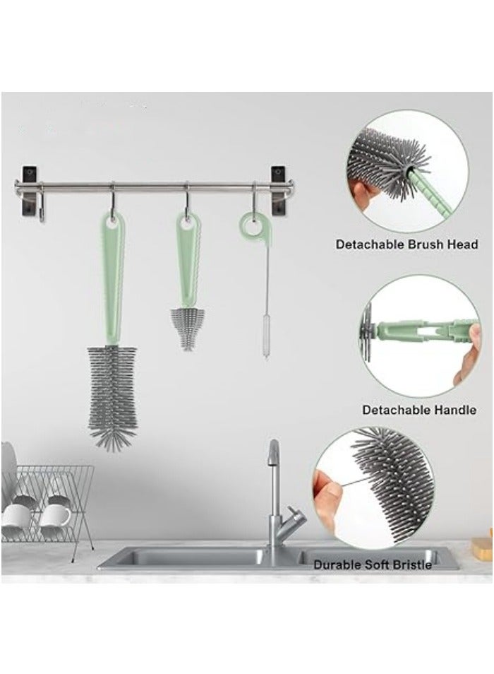 Bottle Brush Set -Baby Travel Essential-6 in 1 Bottle Cleaner Kit with Silicone Bottle Brush,Nipple Cleaner Brush,Straw Brush,Soap Dispenser,Storage Box,Bottle Drying Rack for Home and Travel - Image 3