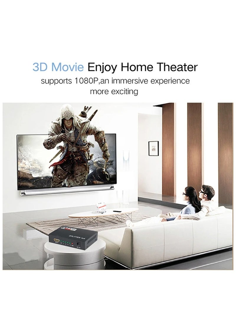 موزع HDMI بدقة 1080p – مدخل 1 إلى 4 مخارج – توزيع عالي الوضوح لشاشات متعددة