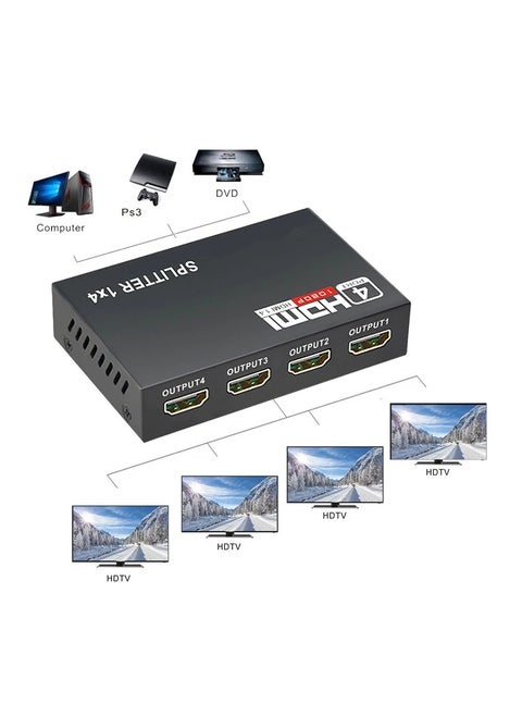موزع HDMI بدقة 1080p – مدخل 1 إلى 4 مخارج – توزيع عالي الوضوح لشاشات متعددة